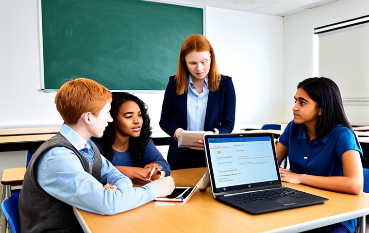 TESOL 강사가 알아야 할 최신 연구 - Flipped Learning in Action**
Prompt: "A diverse group of fully clothed students engaged in a collab...